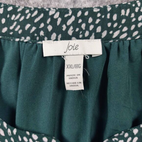 Joie Dress Womens XXL 2X Green White Dot Long Sleeve Lined Boho Peasant Buttons - Picture 10 of 10